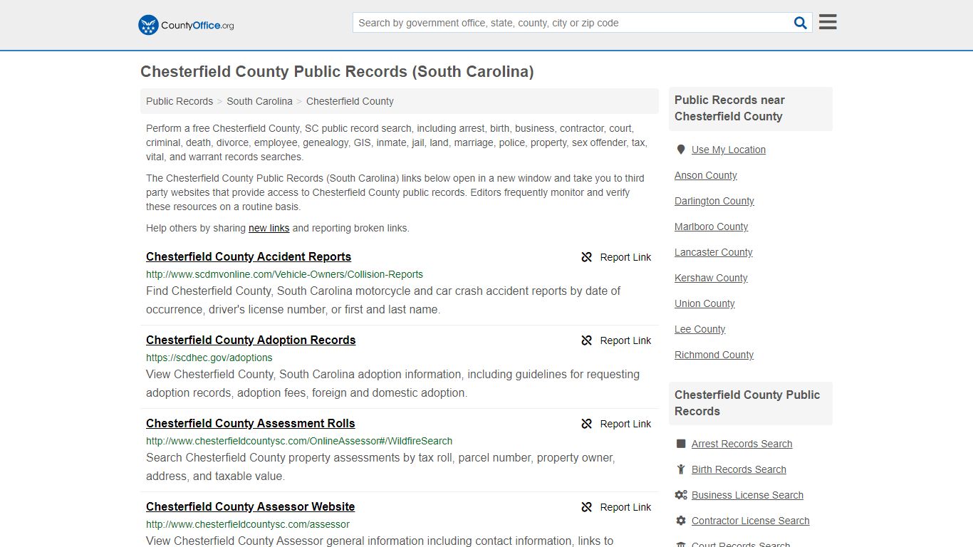 Public Records - Chesterfield County, SC (Business ...